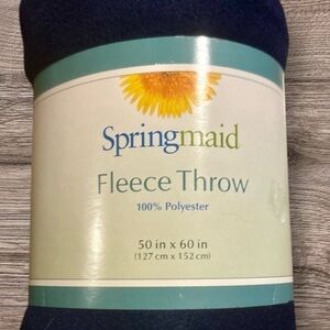 SPRINGMAID Navy Fleece Throw blue boys girls baby kids home winter size 50x60”